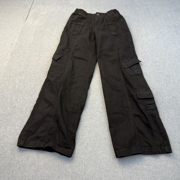 BDG Pants Womens 25 Black Y2K Cargo Wide Leg Goth Emo Grunge Punk Stretch Waist - Picture 1 of 10